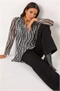 Black Wavy Linear Print Cowl Neck Tunic, Image 2 of 5