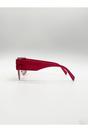 Red Oversized Flat Top Sunglasses Mirrored Lens, Image 4 of 6