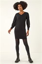 Black Longline Knitted Jumper Dress, Image 2 of 5