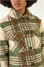 Green Check Print Button Borg Jacket, Image 5 of 5