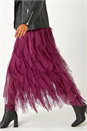 Wine Elasticated Mesh Layered Skirt, Image 2 of 5