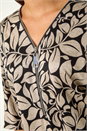 Stone Leaf Print Front Zip Stretch Top, Image 5 of 5
