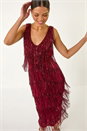 Red Sequin Tassel Flapper Midi Dress, Image 1 of 7