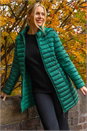 Green Longline Quilted Hooded Puffer Coat, Image 4 of 4