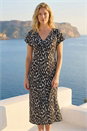 Black Abstract Spot Print Back Detail Dress, Image 3 of 4