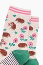 Cream Floral Hedgehog Bamboo Socks, Image 2 of 4