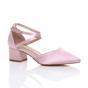 Light Pink AJVANI Light Pink Mid Block Heel Crossed Strap Pointed Toe 2 Part Heels, Image 1 of 6