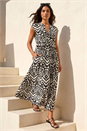 Black Aztec Print Midi Smock Dress, Image 1 of 4