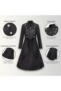 Black Gothic Full Edwardian Leather Coat, Image 3 of 4