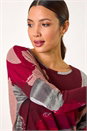 Maroon Abstract Print Banded Hem Top, Image 4 of 5
