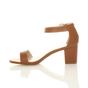 Tan AJVANI Tan Mid Block Heel Ankle Strap Sandals, Image 3 of 6