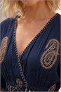 Navy  Petite Boho Beaded Foil Dress, Image 4 of 4