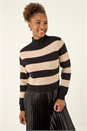 Black Stripe Knit Pleated Dress, Image 4 of 7