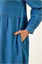Denim Denim Button Down Pocket Dress, Image 5 of 5