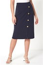 Navy  Button Detail Knitted Pencil Skirt, Image 2 of 5