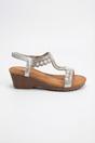 Silver Emma Womens Embellished T-bar Wedge Sandals, Image 7 of 8