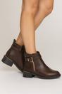 Brown AJVANI Brown Gold Zip Chunky Sole Buckle Ankle Boots, Image 2 of 5