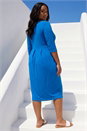 Royal Blue Curve Pocket Shift Midi Dress, Image 3 of 4