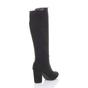 Black AJVANI Black High Block Heel Stretchy Calf Boots, Image 4 of 5