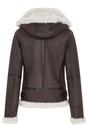 Dark Brown Sheep Leather Hood Flying Bomber Jacket, Image 5 of 8