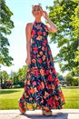 Black Floral Print Halterneck Maxi Dress, Image 2 of 4