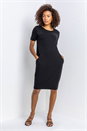 Black Eyelet Embellished Pocket Slouch Shift Dress, Image 3 of 4