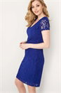 Royal Blue V-Neck Lace Dress, Image 1 of 4
