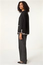 Black Contrast Blanket Stitch Jacket, Image 3 of 5