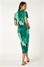 Green Leaf Print Mesh Midi Dress, Image 3 of 5
