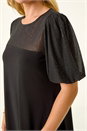 Black Petite Sparkle Contrast Dress, Image 5 of 5