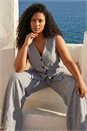 Grey Curve Buttoned Relaxed Waistcoat, Image 4 of 4
