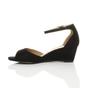 Black AJVANI Black Mid Wedge Heel Ankle Strap Sandals, Image 3 of 6