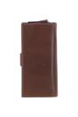 Brown Real Leather Long Purse with Turnlock, Zip Pocket & Card Slots, Image 3 of 3