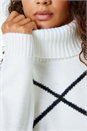 Ivory  Check Print Roll Neck Jumper, Image 4 of 5