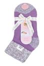 Purple Ladies Ribbed Cuff Thermal Bed Socks for Lounging Around, Image 2 of 5