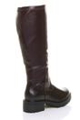 Brown AJVANI Brown Chunky Sole Zip Stretchy Elastic Riding Calf Boots, Image 4 of 4
