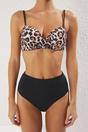 Multi Leopard Print Underwired High Waist Bikini Set, Image 2 of 4