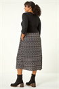 Charcoal Curve Contrast Print Skirt Midi Dress, Image 3 of 5