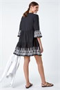 Black Embroidered Cotton Smock Dress, Image 3 of 5
