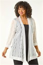 Ivory Curve Crochet Knit Cardigan, Image 1 of 5
