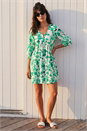Green Floral Print Smock Dress, Image 2 of 4
