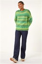 Green Spacedye Stripe Crew Neck Jumper, Image 3 of 5