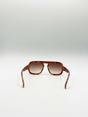 Brown SVNX Brown Retro Navigator Sunglasses, Image 7 of 7