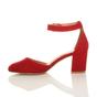 Red AJVANI Red Mid Block Heel Ankle Strap 2 Part Heels, Image 3 of 6