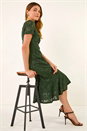 Green Leaf Lace Sequin Midi Dress, Image 1 of 5