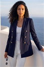 Navy  Longline Smart Jacket, Image 1 of 4
