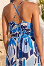 Blue Petite Print Tiered Hem Maxi Dress, Image 4 of 4