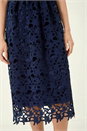 Navy  Premium Crochet Lace Midi Dress, Image 4 of 5