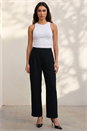 Black Pleated Wide Leg Buttoned Trouser, Image 1 of 4