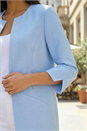 Light Blue  3/4 Sleeve Textured Longline Smart Jacket, Image 4 of 4